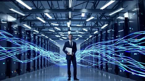 businessman in a data center