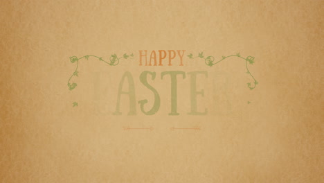 happy easter with green leaves and arrows on paper