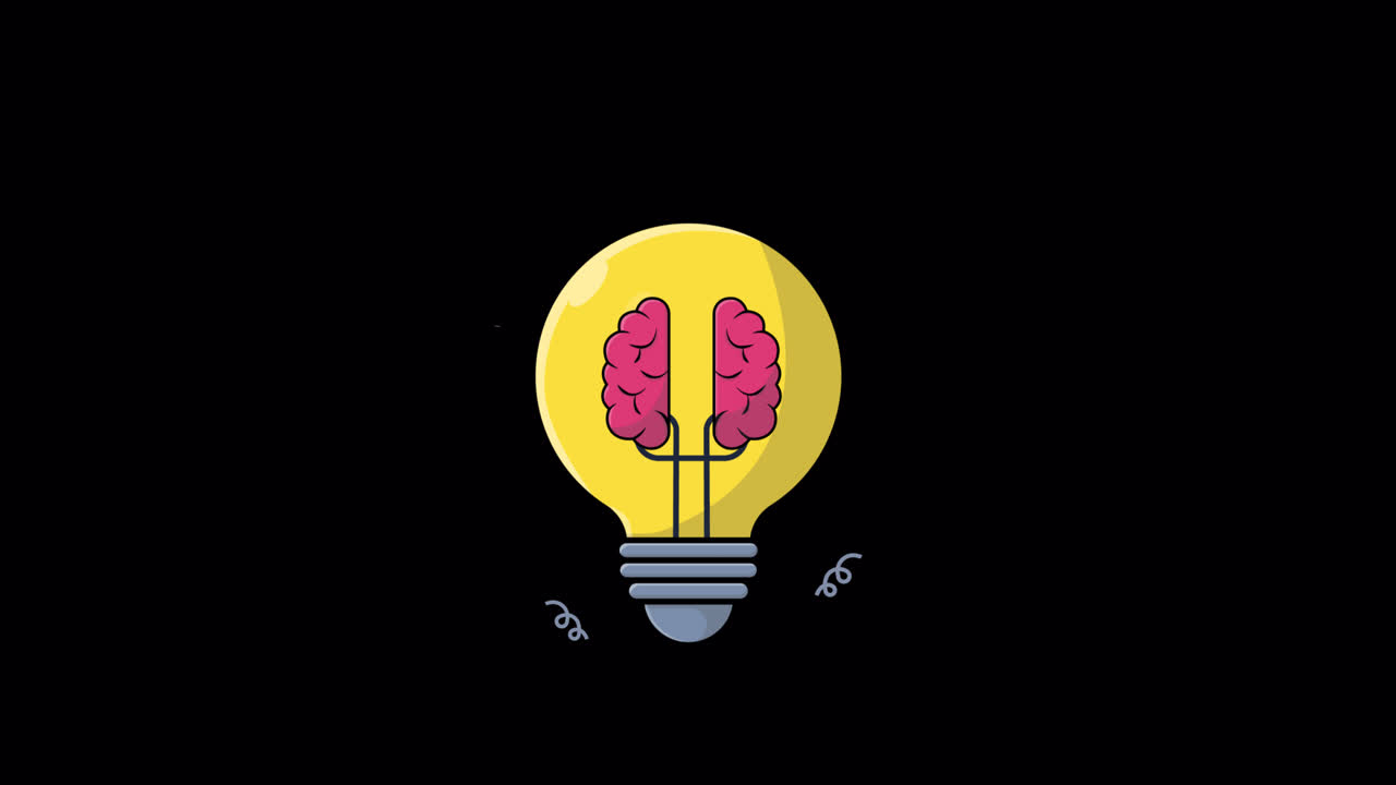 Lampadina animata con cervello che simboleggia idea e creatività