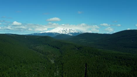 us, oregon, mt hood, clear lake, 2025-04-22 - drone view of mt hood at clear lake. on a spring day, with some clouds, viewed from the southeast.