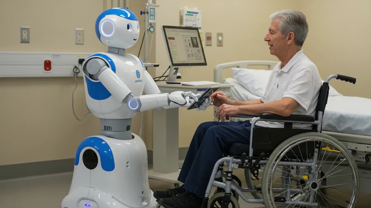 A Humanoid Robot Assisting a Patient in a Healthcare Setting: Bridging Technology and Care for Enhanced Recovery and Well-being