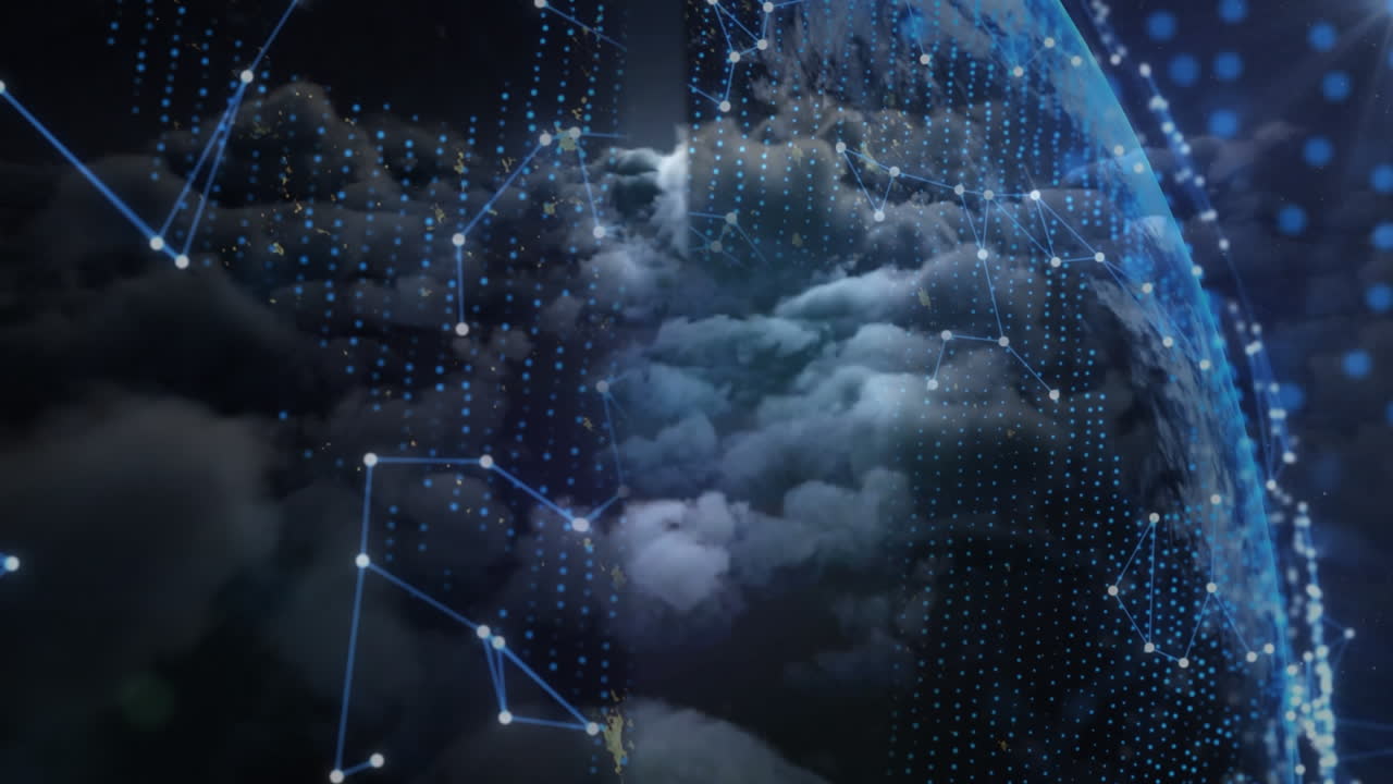 animación de formas en movimiento y nubes sobre fondo negro