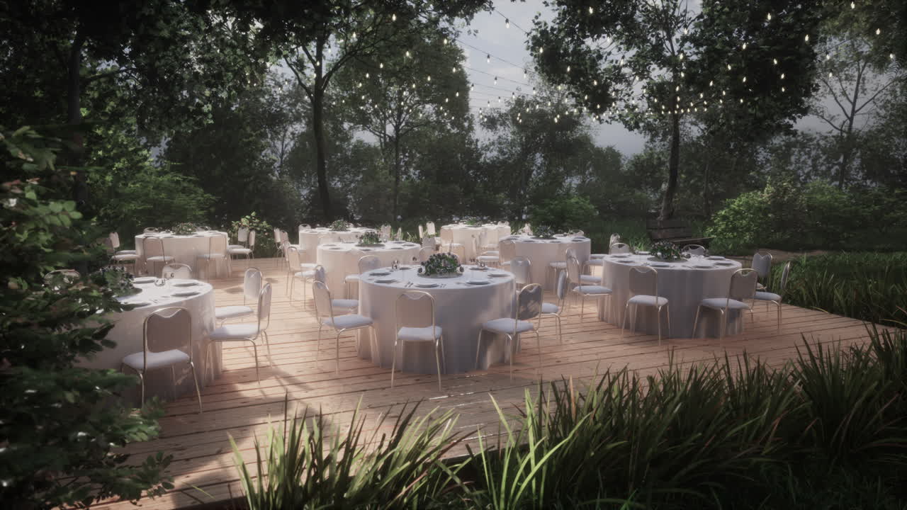 빈 테이블과 의자 가 있는 거리 카페