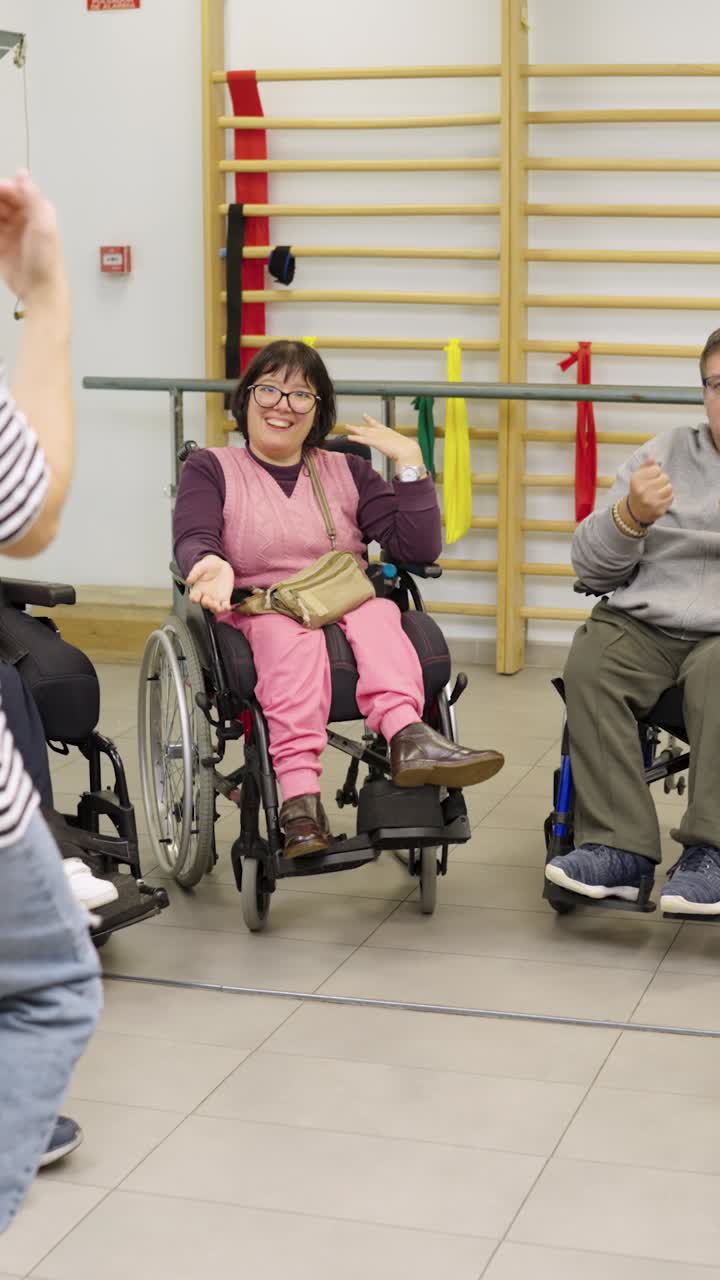 Rehabilitation Therapy Session with Wheelchairs