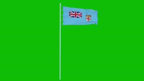 fiji flag waving on wind on green screen or chroma key background. 4k animation