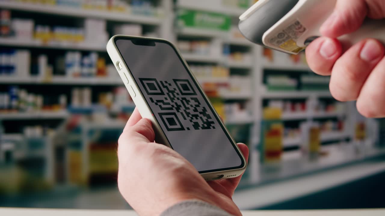 Scan qr code barcode payment buy electronic payment scan animation, postal post delivery service, tickets for events.