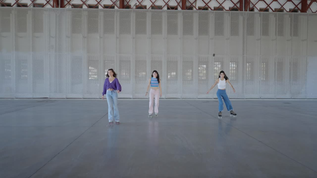 Three Women Roller Skating