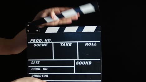 Clapperboard in use