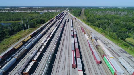 4k drone video of trains and locomotives in the csx winston train yard in lakeland, fl