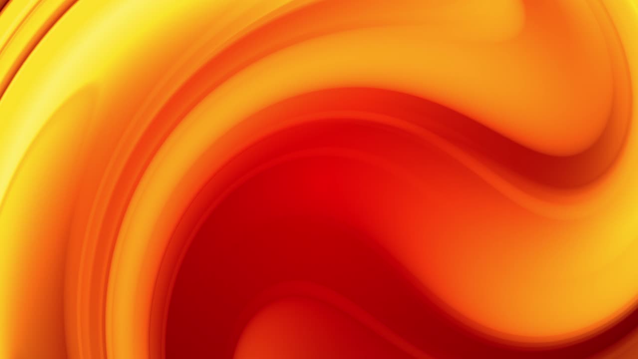 A red yellow gradient of a bright fire color changes slowly and cyclically. 4k smooth seamless looped abstract animation. 3d render of curved lines. 2