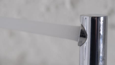 close-up of a chrome bathroom fixture