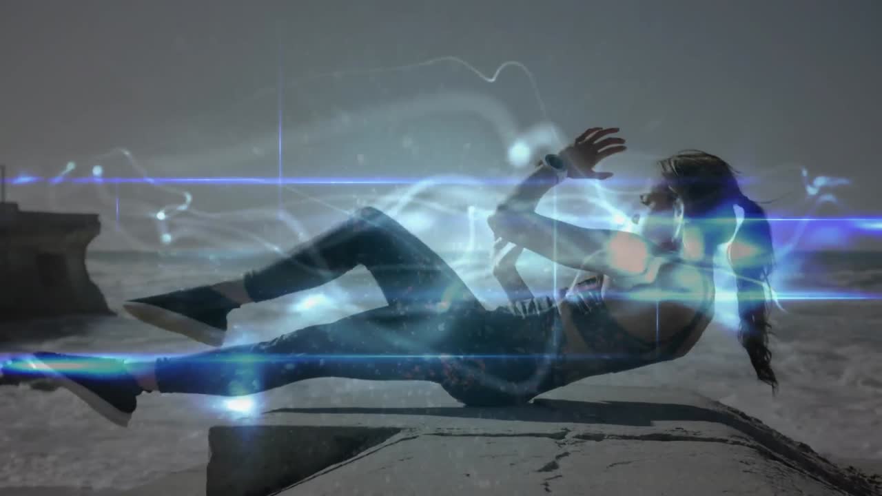 야외 운동을 하는 여성에 대한 연결 네트워크의 활성화