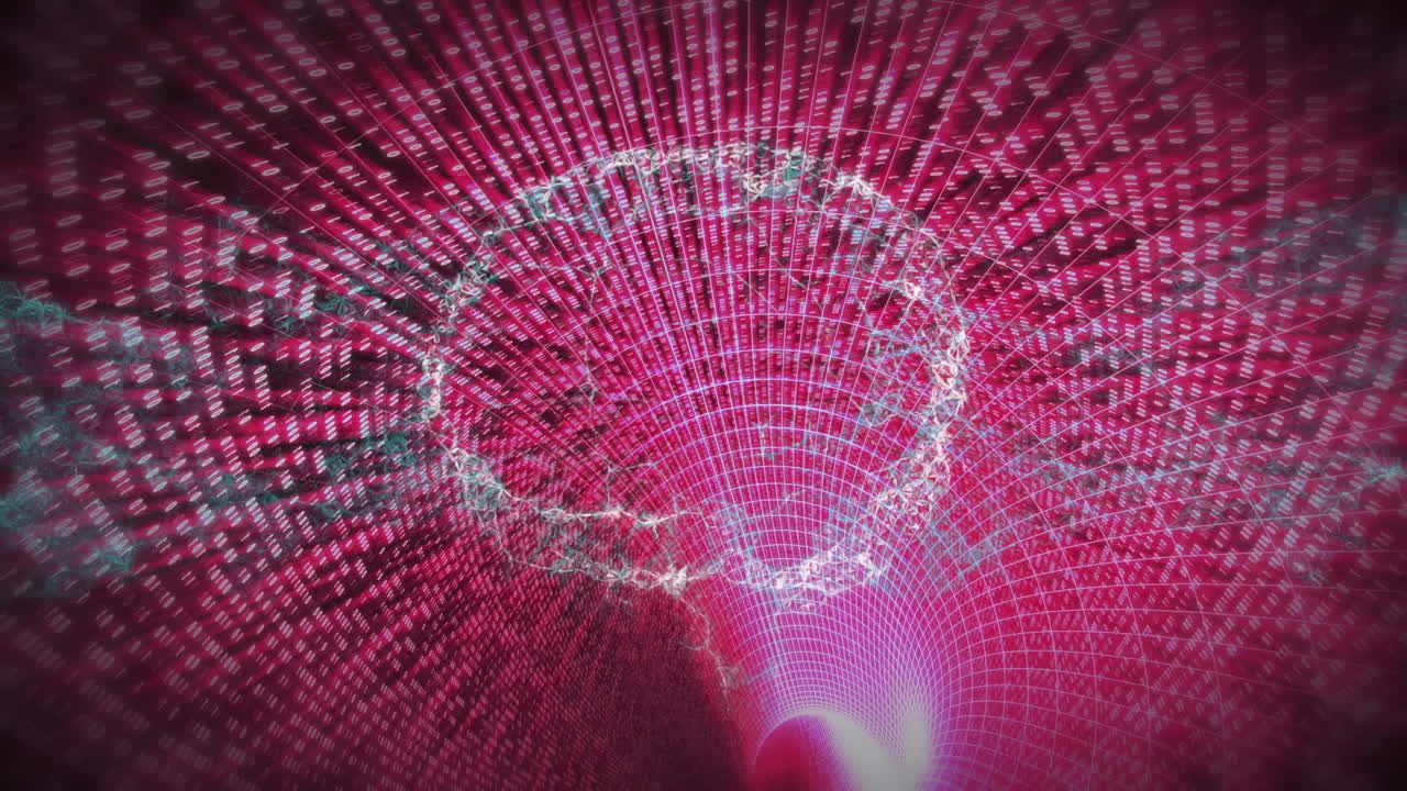 animación del cerebro humano sobre el túnel digital rosa