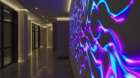 modern hallway with abstract light installation