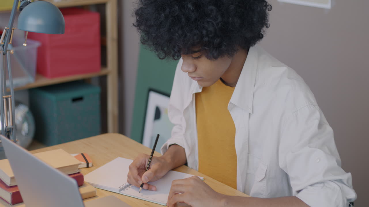 Teenage Student Studying at Home