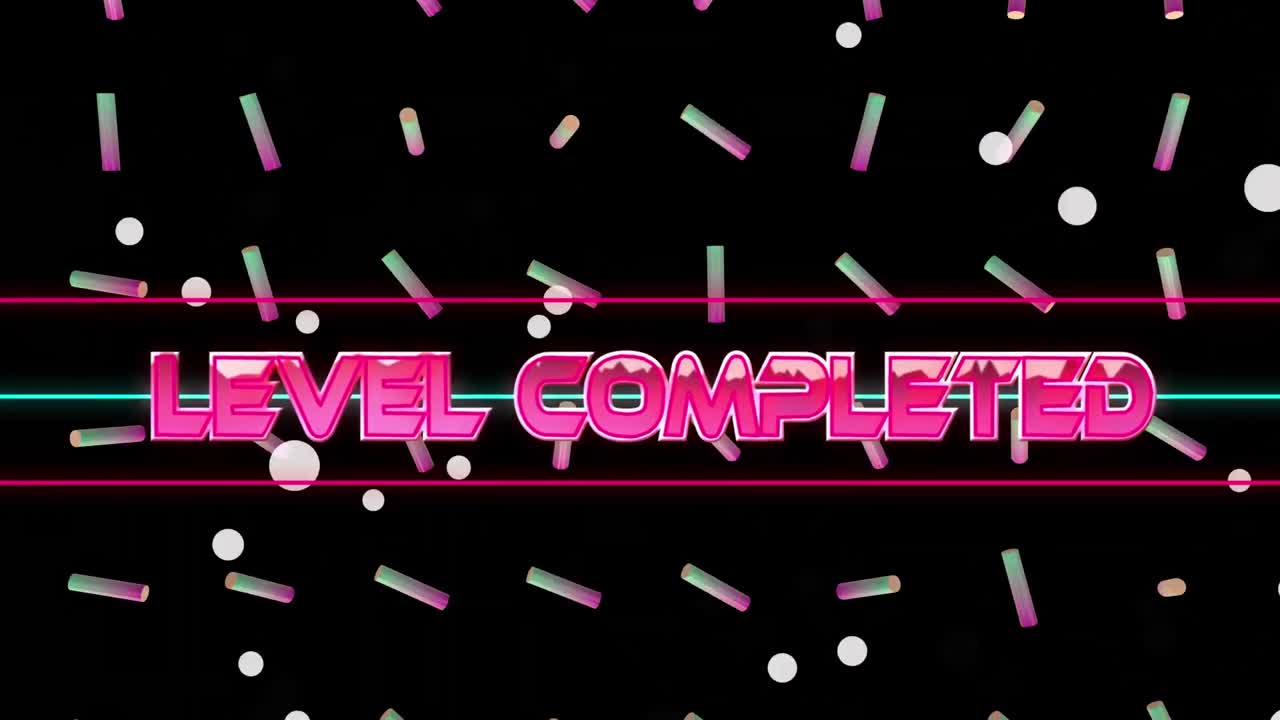 검은색 배경에 선과 다채로운 롤러를 통해 완료 된 수준의 애니메이션
