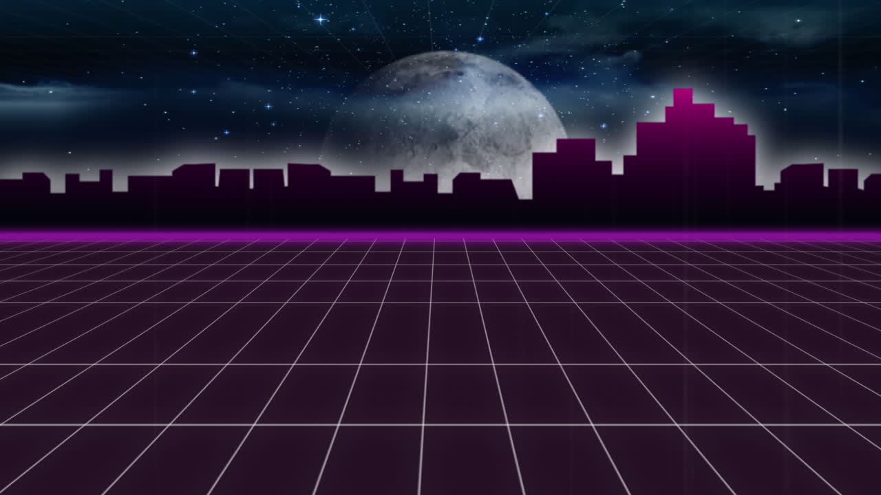 Animation of cityscape at night