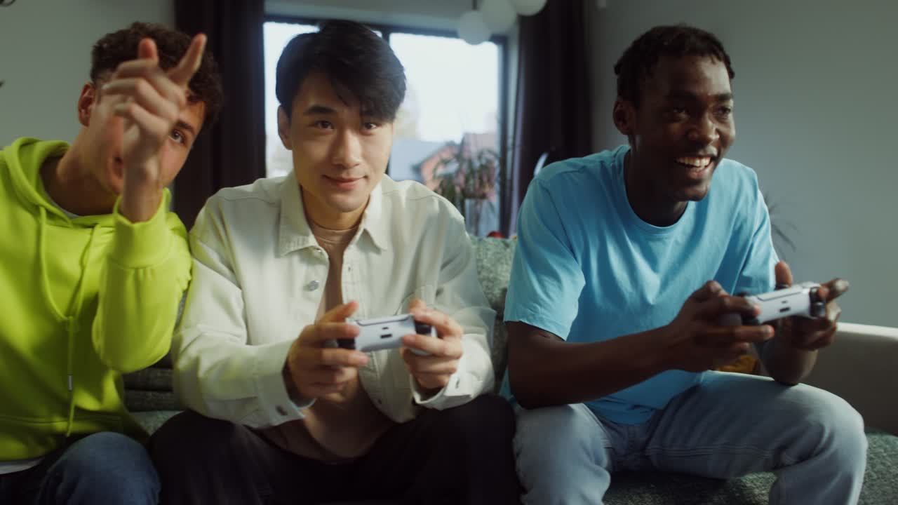 Friends playing video games together