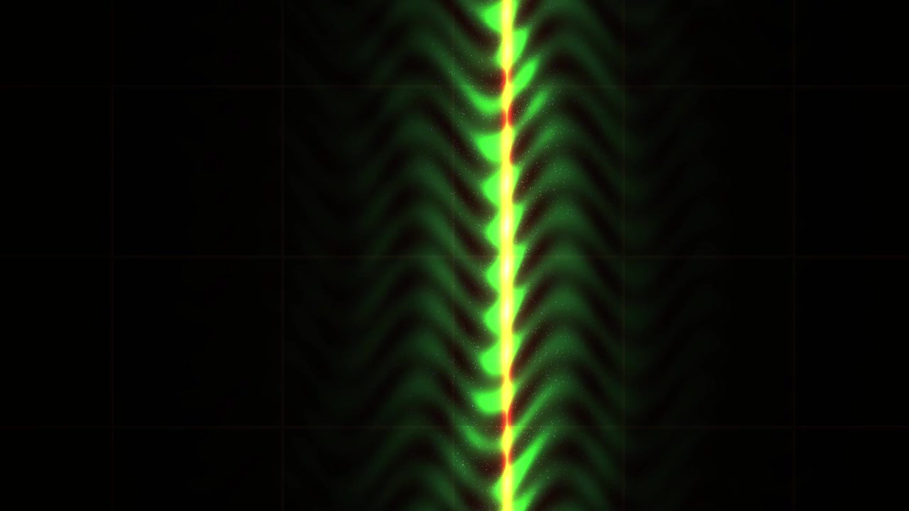 Dynamic Green and Yellow Chevron Wave Moving on Black Background