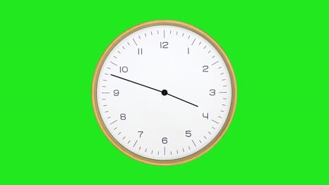 time lapse close-up wood clock start time12:00 stop 6:00 clock walking 6 hours on green screen background, chroma key.