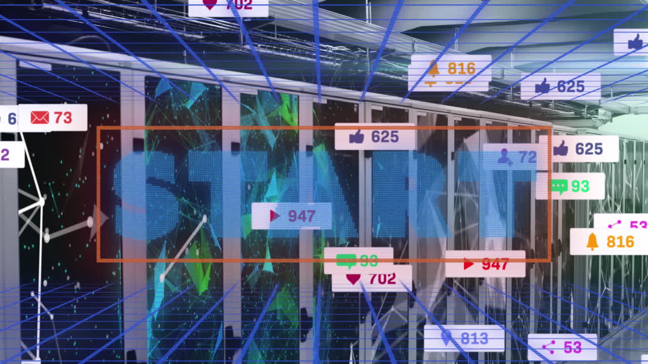 시작 텍스트와 서버  ⁇ 에서 성장하는 숫자의 애니메이션