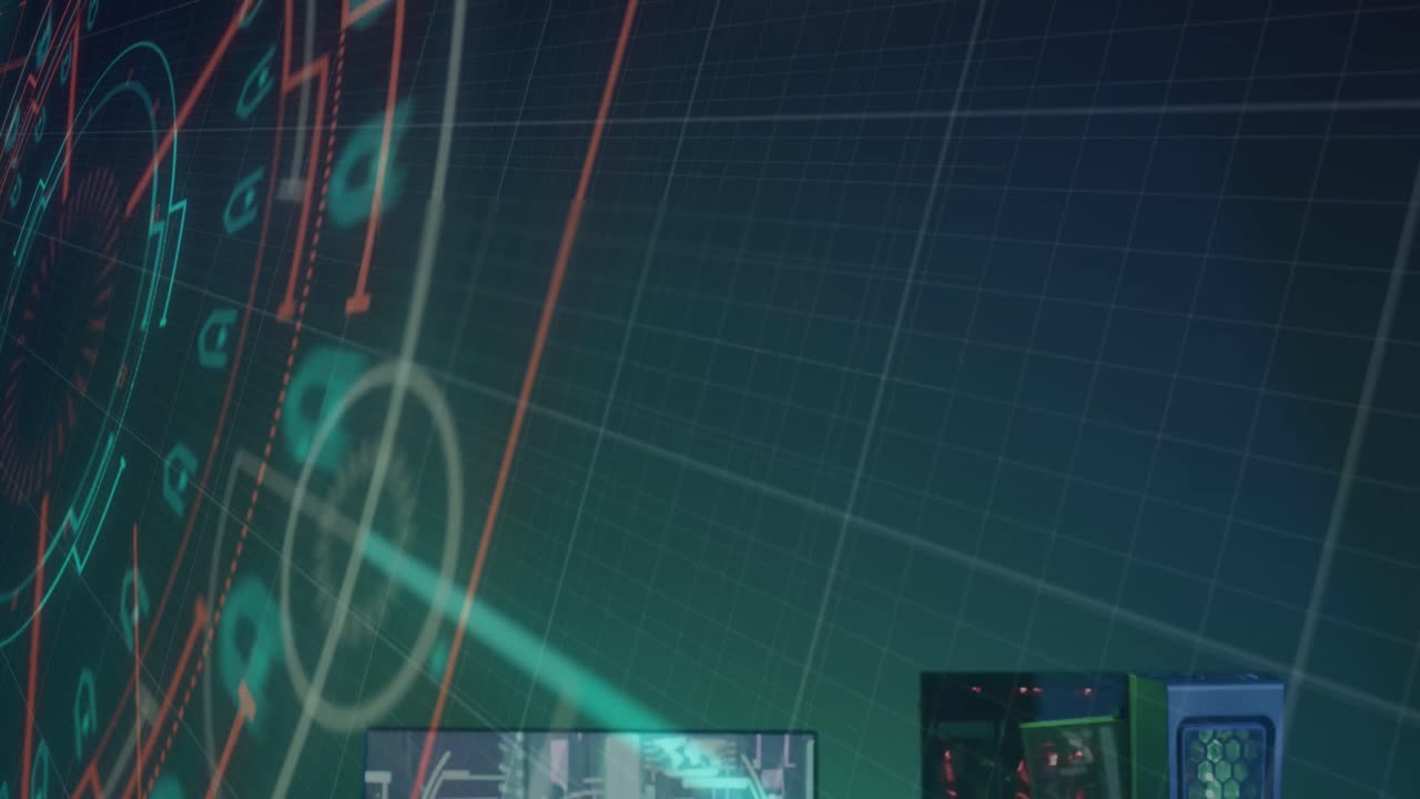 animación del escaneo de alcance y procesamiento de datos por computadora