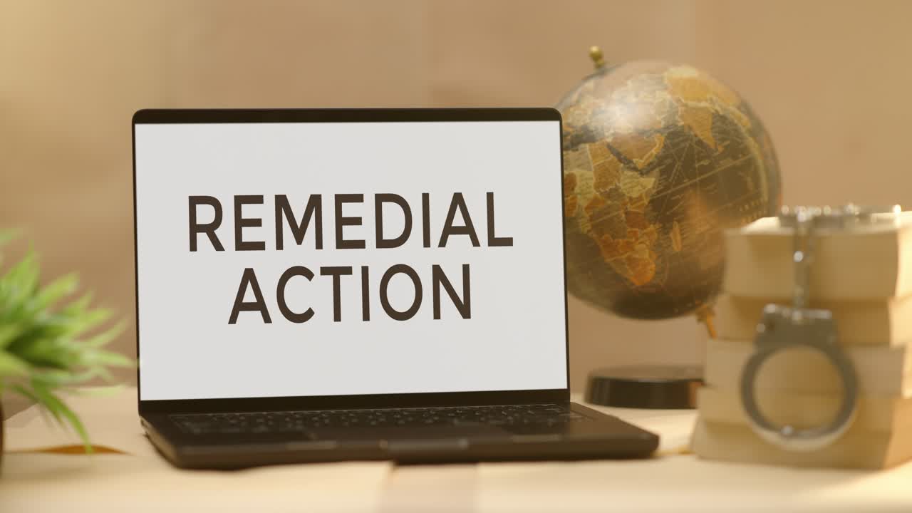 REMEDIAL ACTION DISPLAYED IN LEGAL LAPTOP SCREEN