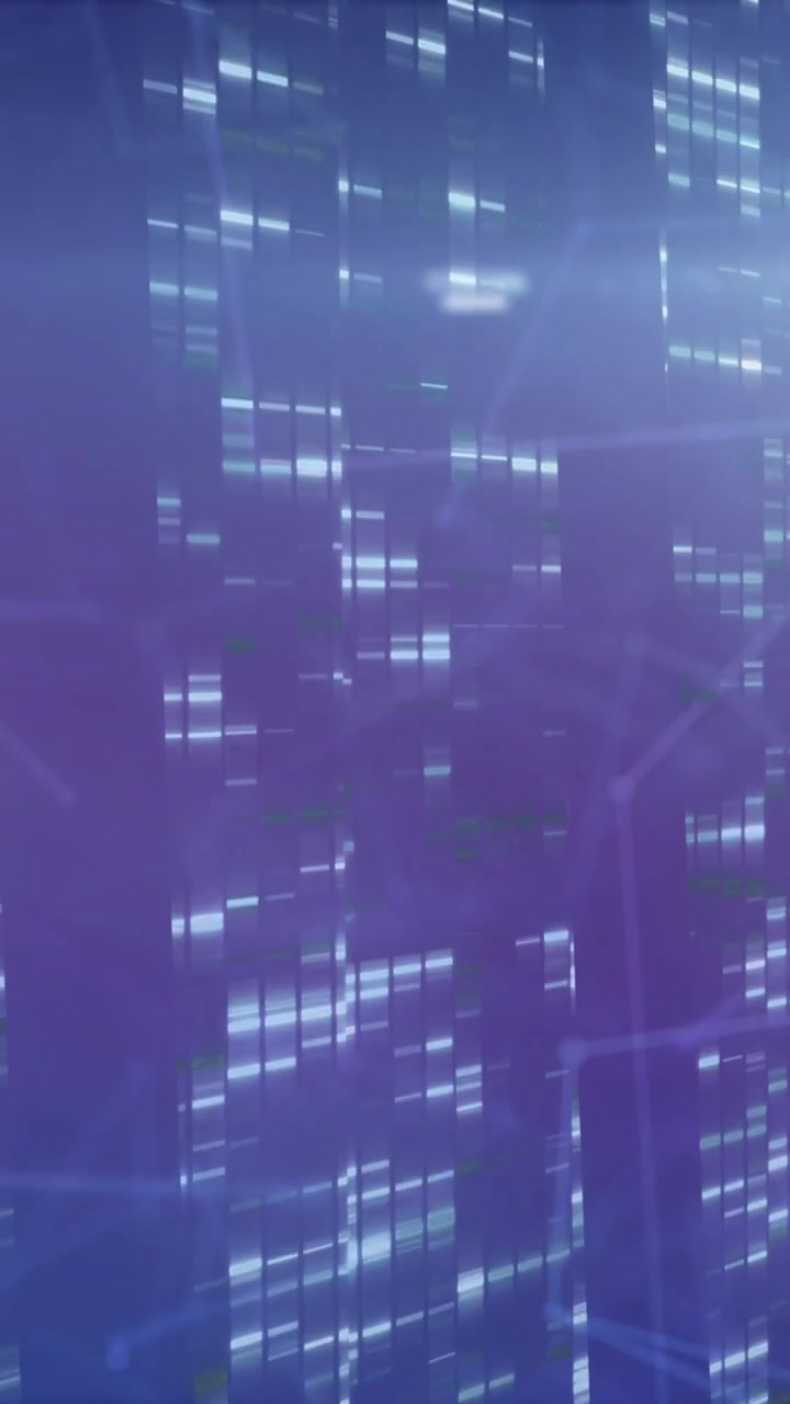 Animation of moving columns over network of connections on black background