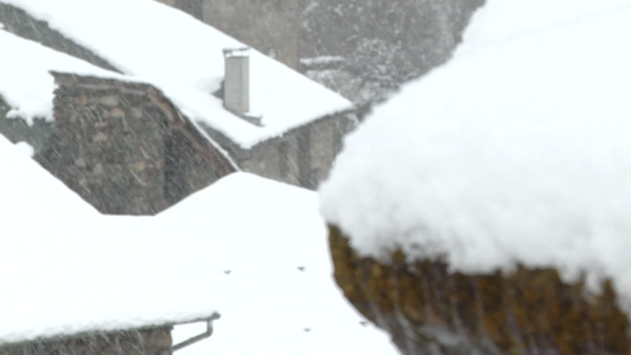 Snowy Village in the Mountains
