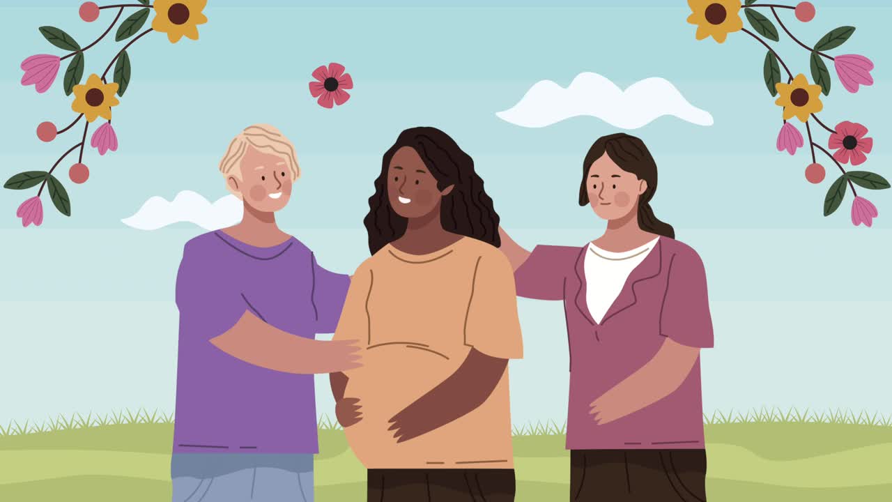 animación de personajes de tres personas jóvenes