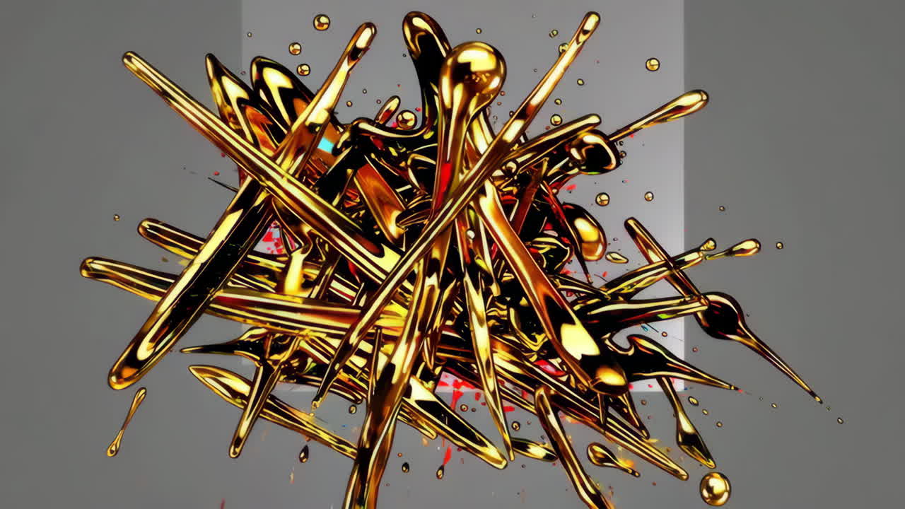 Abstract Gold and Iridescent Liquid Splash