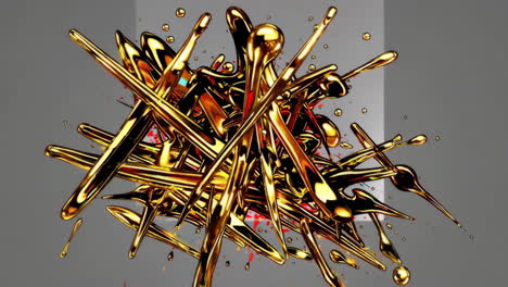 abstract gold and iridescent liquid splash