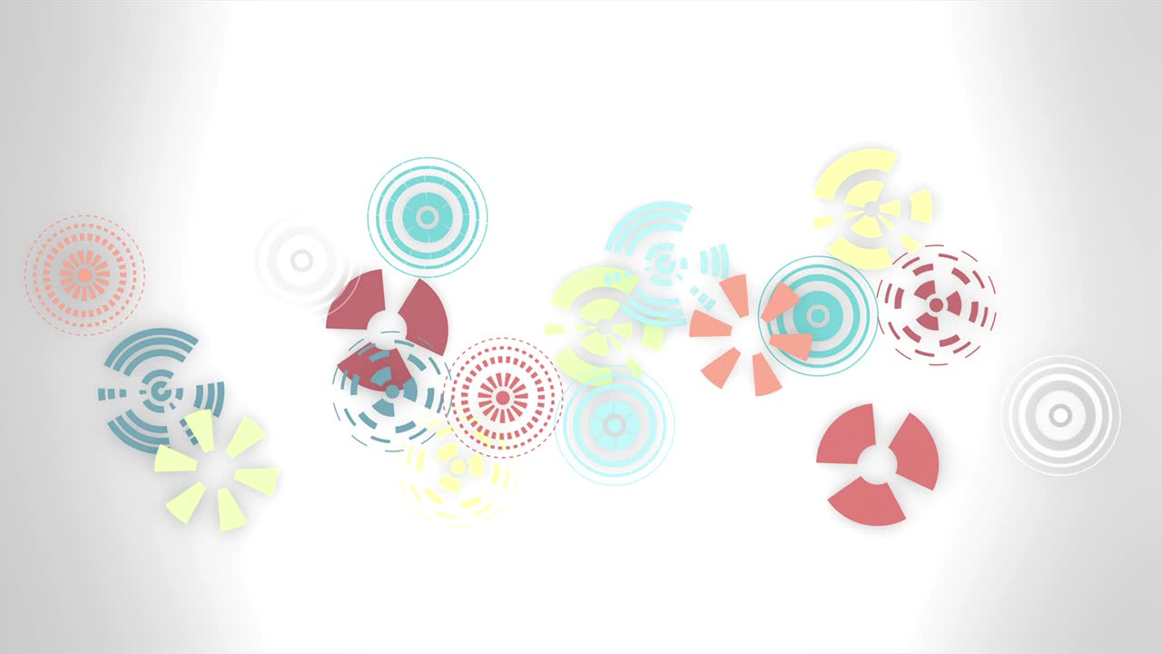 abstracta animación redonda multicolor, fondo de alta tecnología con círculos. efecto futurista de ciencia ficción.