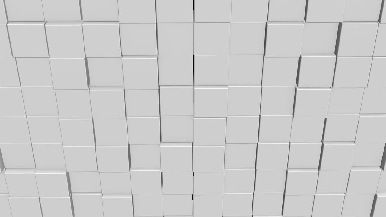Abstract background with white wall of moving cubic surface.