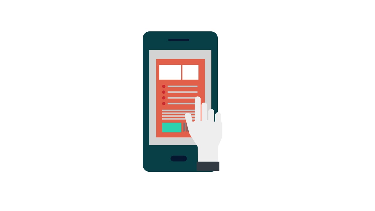 Flat Design Animation of Hand Interacting with Smartphone Screen