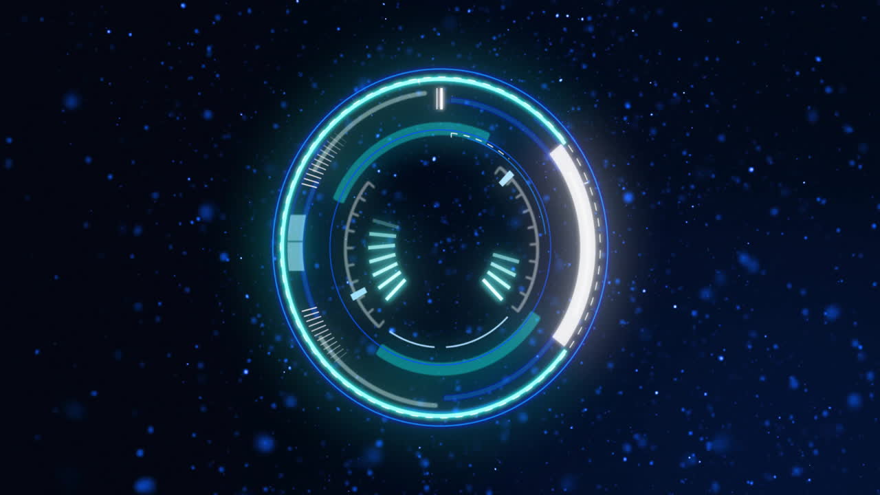 animación de escaneo de alcance y luces brillantes sobre fondo negro