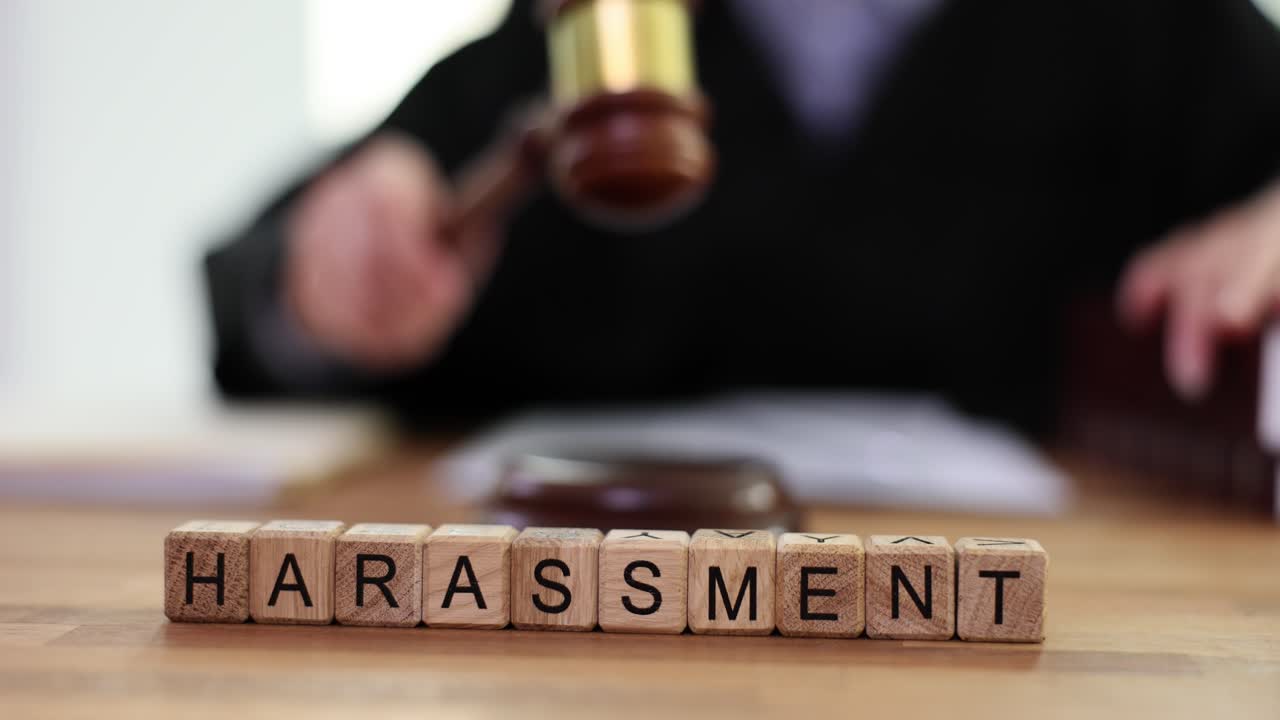 Harassment concept in legal context with judge and gavel