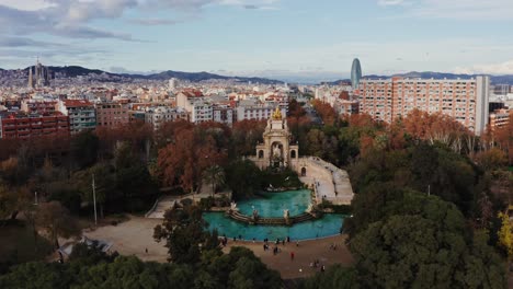 aerial view of park in barcelona