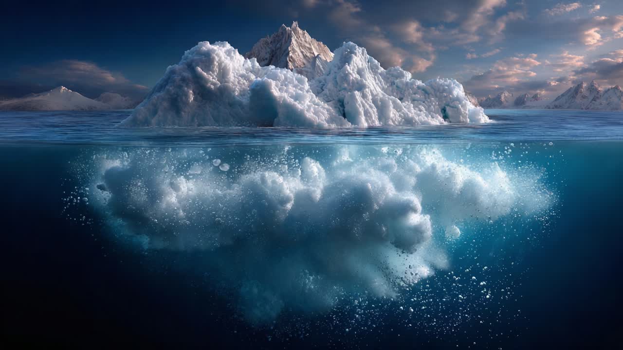 Breathtaking Iceberg Scenes Captured Underwater and Above: A Stunning Representation of Nature's Majesty Revealing Hidden Depths Beneath the Surface