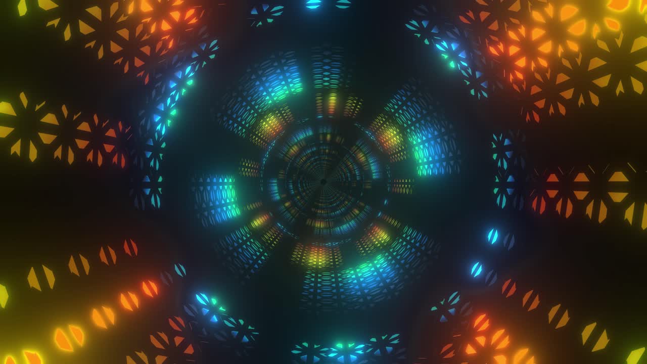 Tunnel al neon astratto e luminoso