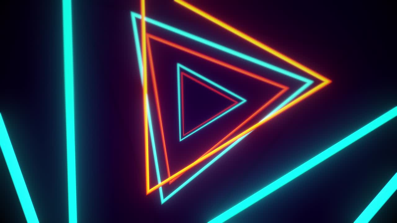 vj visual de luces de triángulo naranja y azul que se encienden y apagan