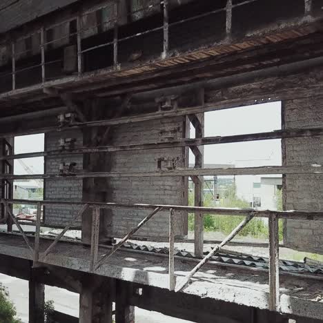 aerial view of a destroyed factory during the war. industry in ruins