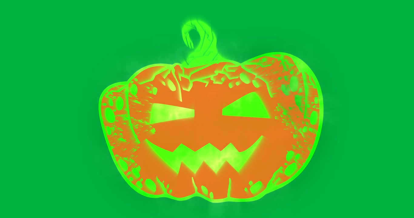 Jack-o'-lantern luminoso animato su schermo verde