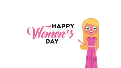 happy womens day card with blond woman