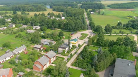 aerial drone view of settlements in the village in lithuania