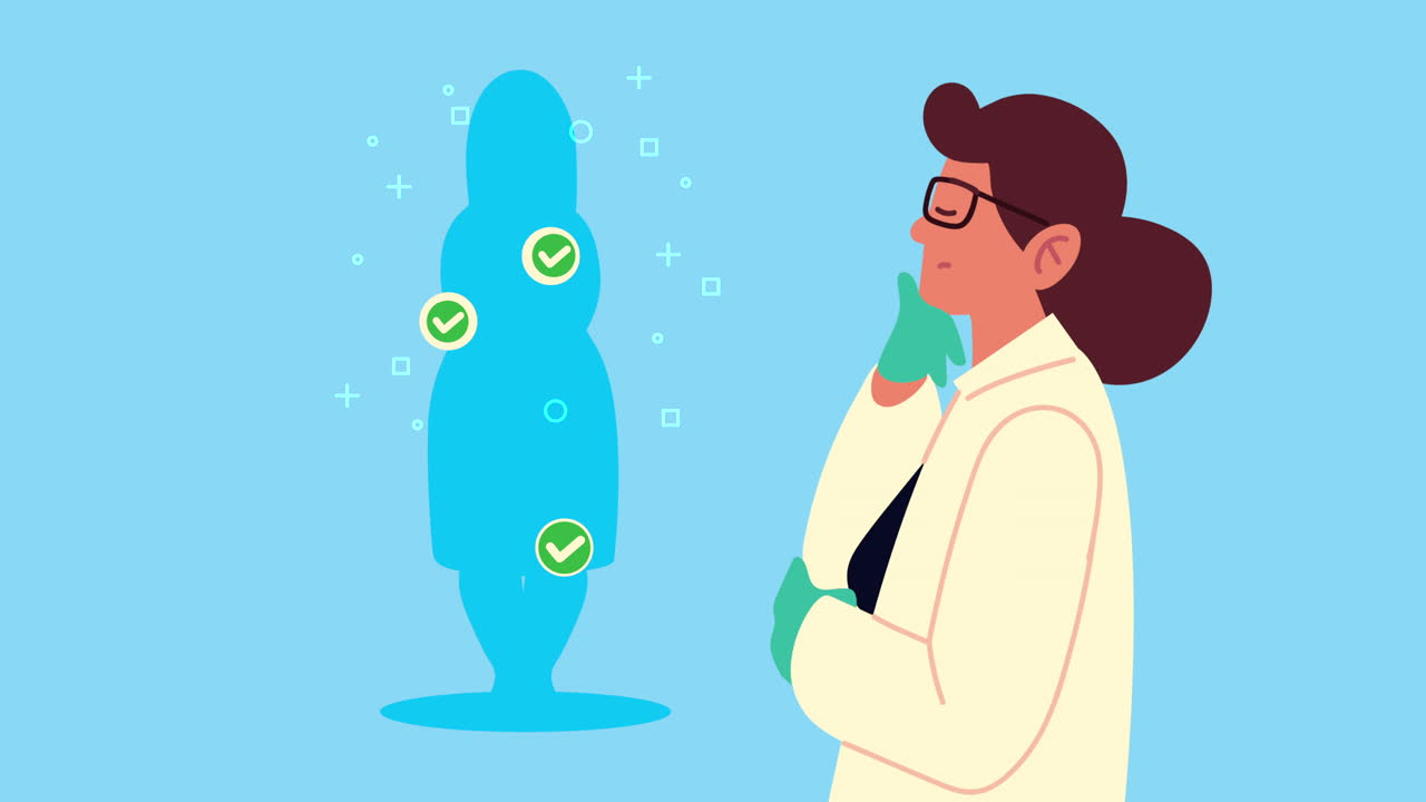 환자의 실루을 가진 여성 의사