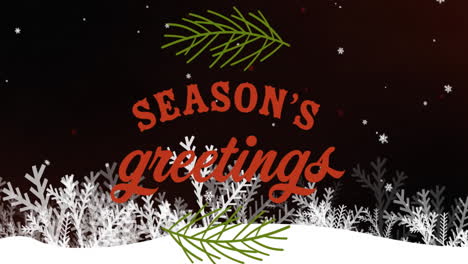 Animation-of-seasons-greeting-over-dark-background