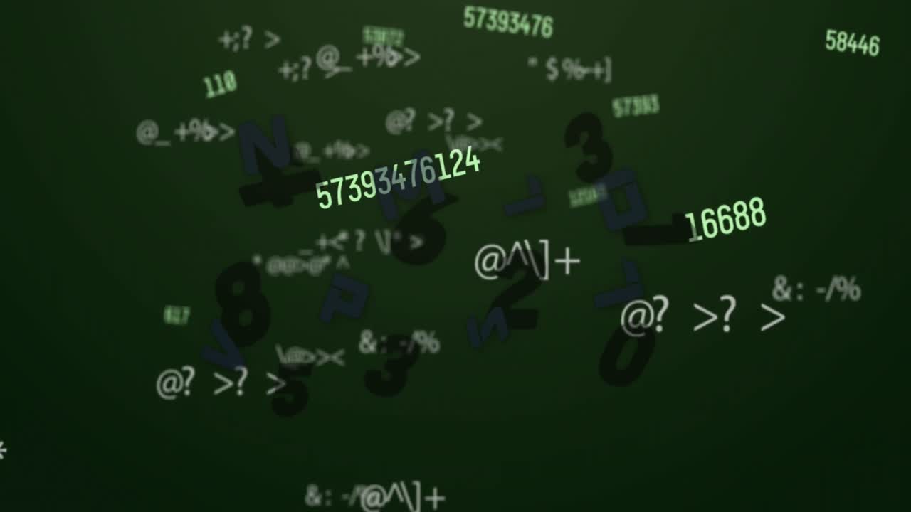 Animation of data processing over green background
