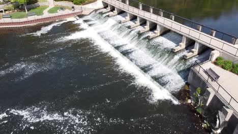 rockford michigan aerial drone footage dam river waterfall