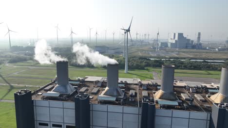 powerplant at the eemshaven, the netherlands. aerial drone video.